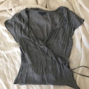 American Eagle Gingham Wrap Top